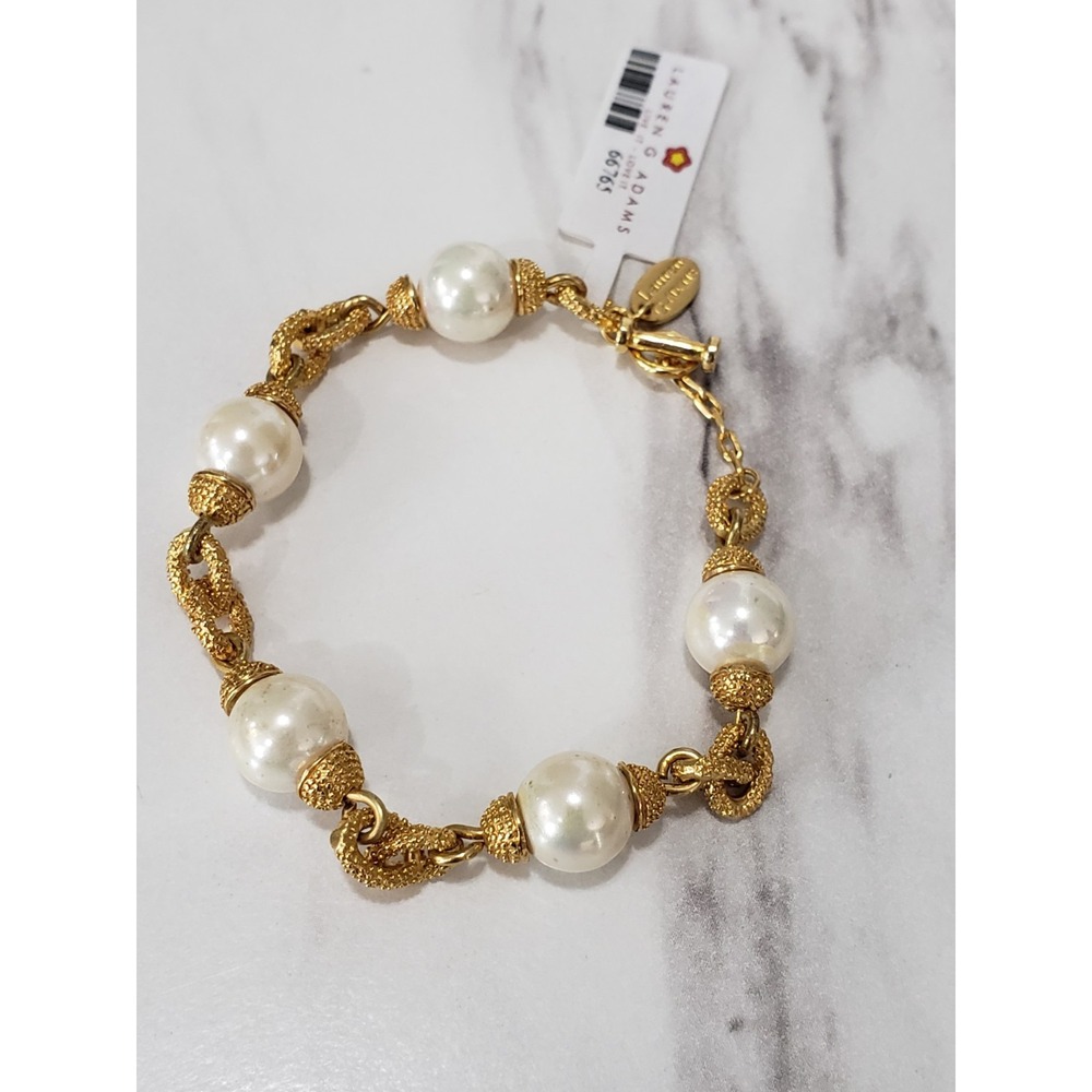 NEW Signed Lauren G Adams FAUX PEARL Bracelet art deco victorian Old Money
